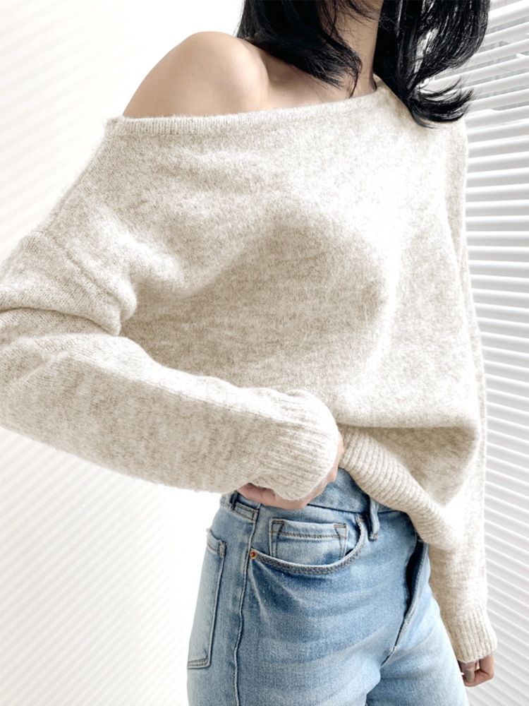 アシンメトリー カット 肩だし ニット セーター