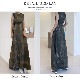 インクアート柄 サイドカット ノースリーブ ロングワンピース