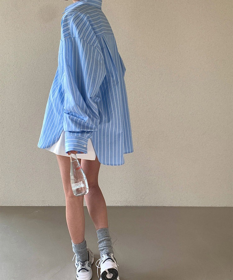 ゆったり ストライプ柄 長袖 シャツ ブラウス