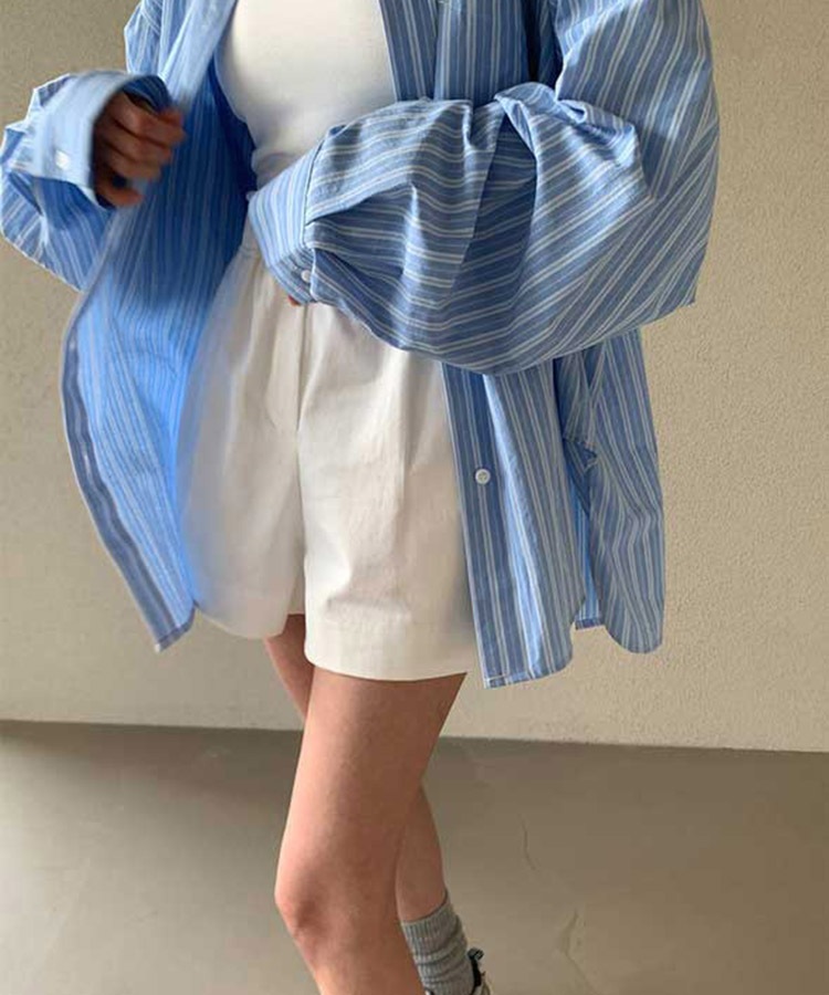 ゆったり ストライプ柄 長袖 シャツ ブラウス