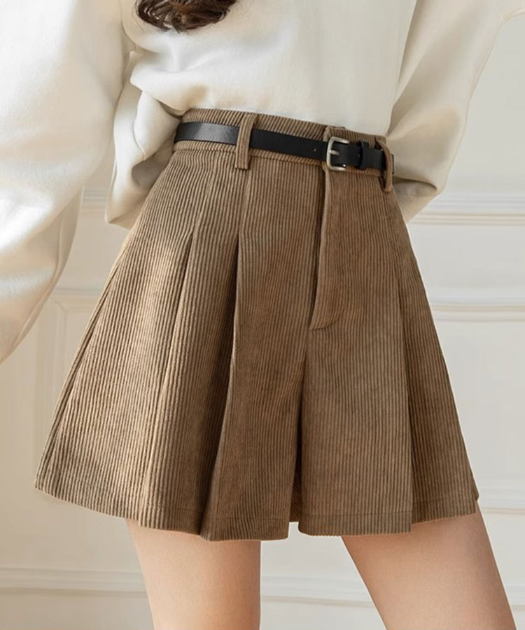 Aライン ミニ丈 フレア コーデュロイ キュロットパンツ

