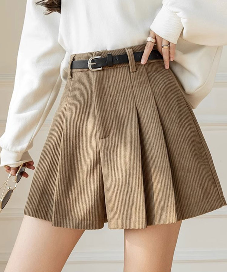 Aライン ミニ丈 フレア コーデュロイ キュロットパンツ


