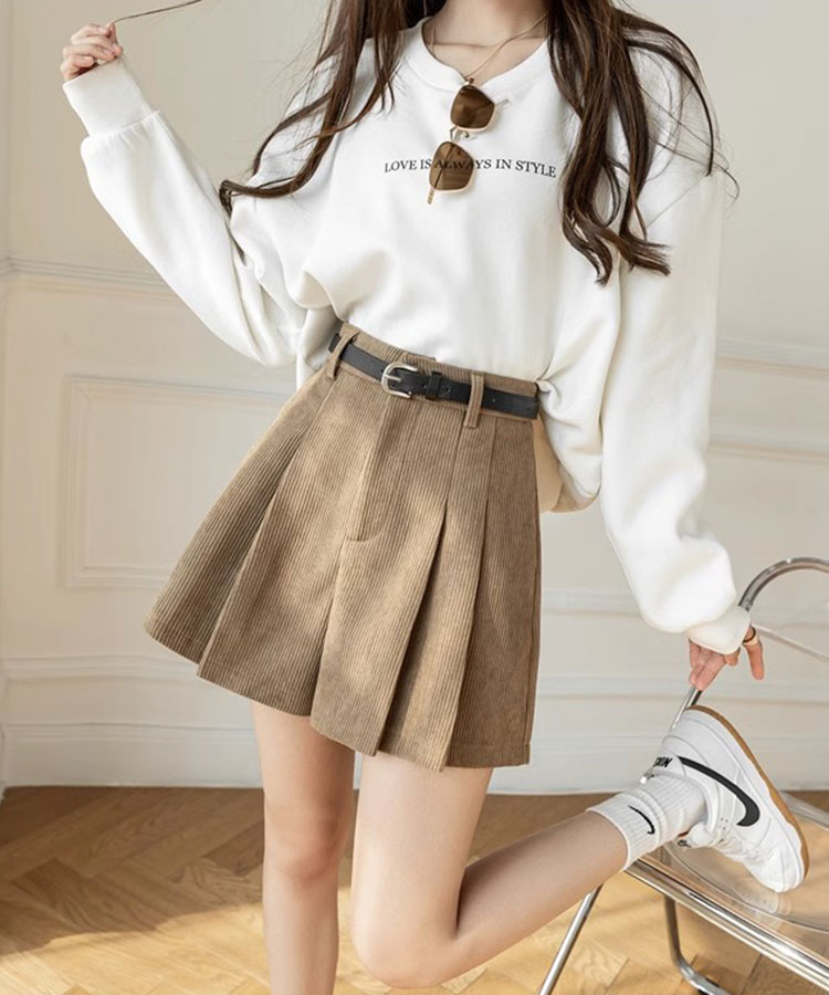 Aライン ミニ丈 フレア コーデュロイ キュロットパンツ

