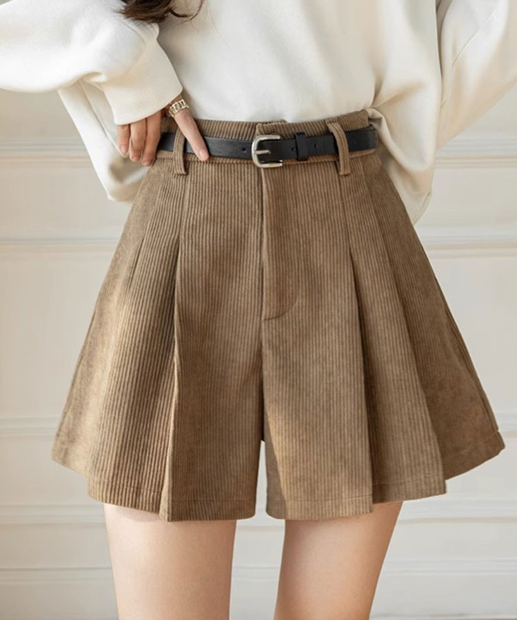 Aライン ミニ丈 フレア コーデュロイ キュロットパンツ


