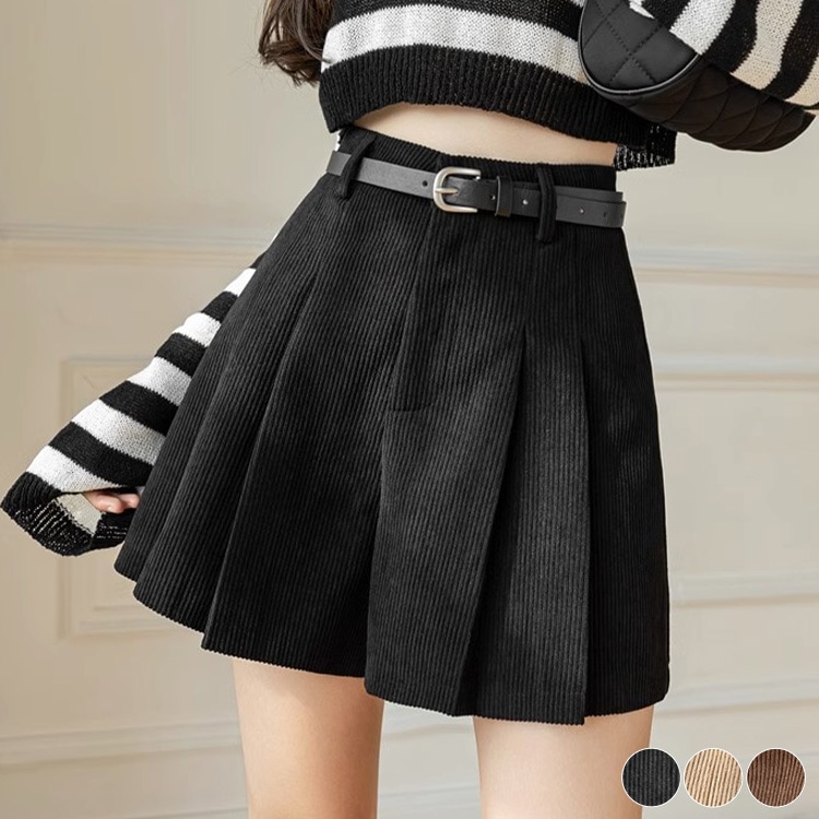 Aライン ミニ丈 フレア コーデュロイ キュロットパンツ

