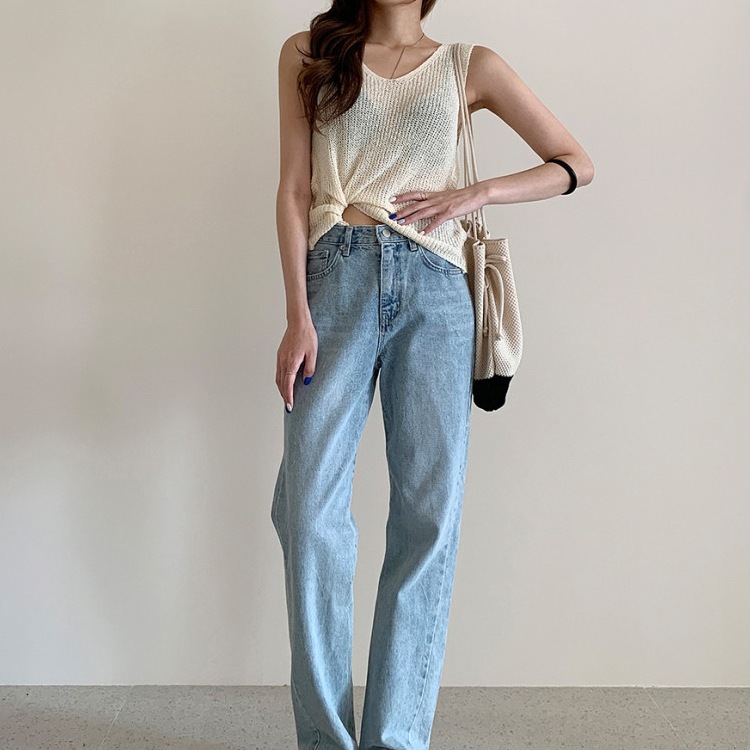 両Ｖネック バックシャン ニット タンクトップ