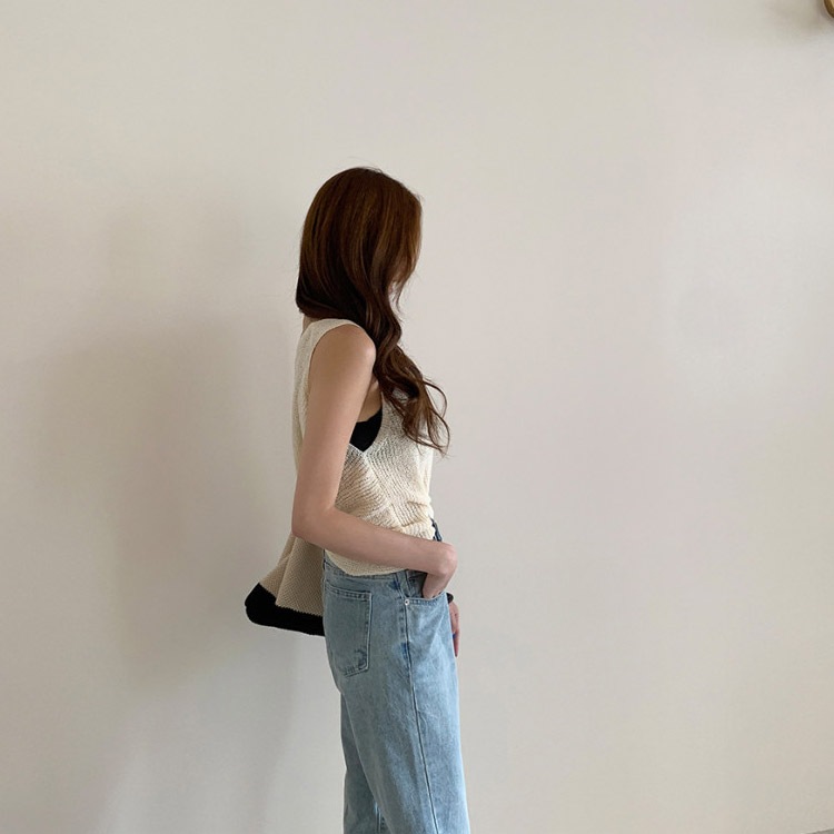 両Ｖネック バックシャン ニット タンクトップ