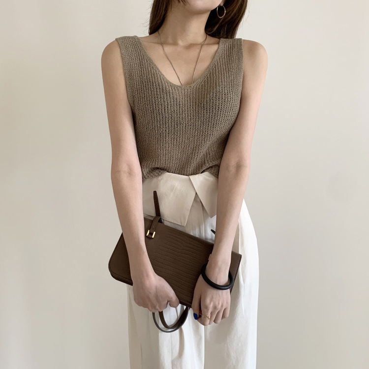 両Ｖネック バックシャン ニット タンクトップ