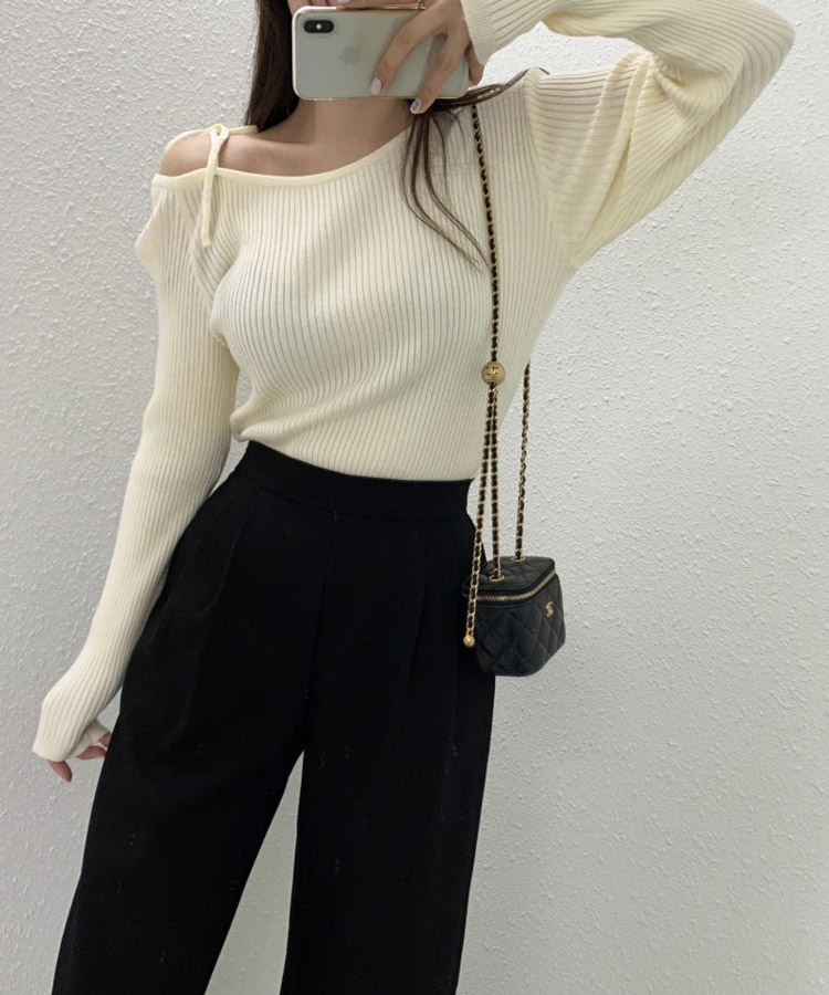 エリザベッタ フランキ ワンショルダーTシャツ 長袖 リボン ワンショルダー リボン 長袖 シャツ カットソー | レディース