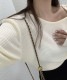 ワンショルダー リボン 長袖 シャツ カットソー