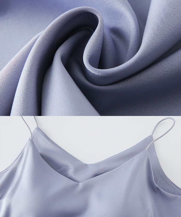 カップ付き スクエアネック サテン キャミソール

