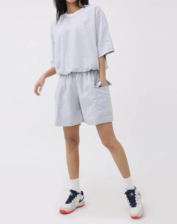 裏地付き ワイド カーゴ ハーフパンツ 韓国ゴルフウェア

