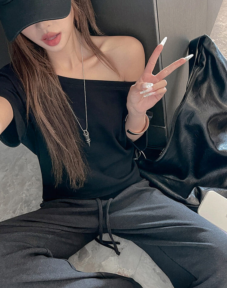 ボートネック 半袖 シンプル Ｔシャツ トップス 