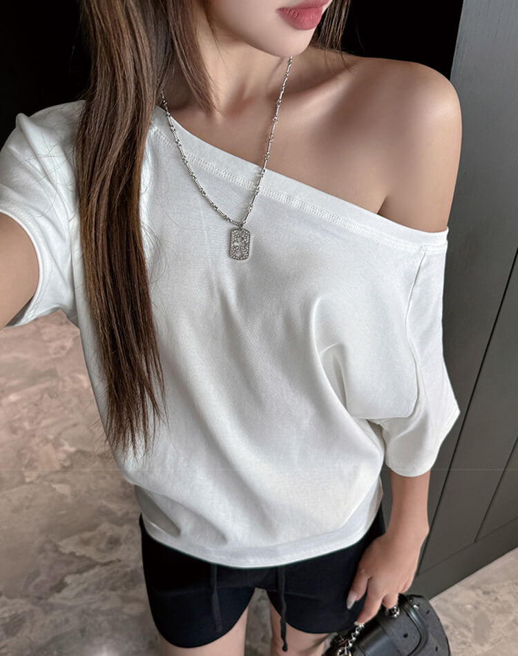 ボートネック 半袖 シンプル Ｔシャツ トップス 