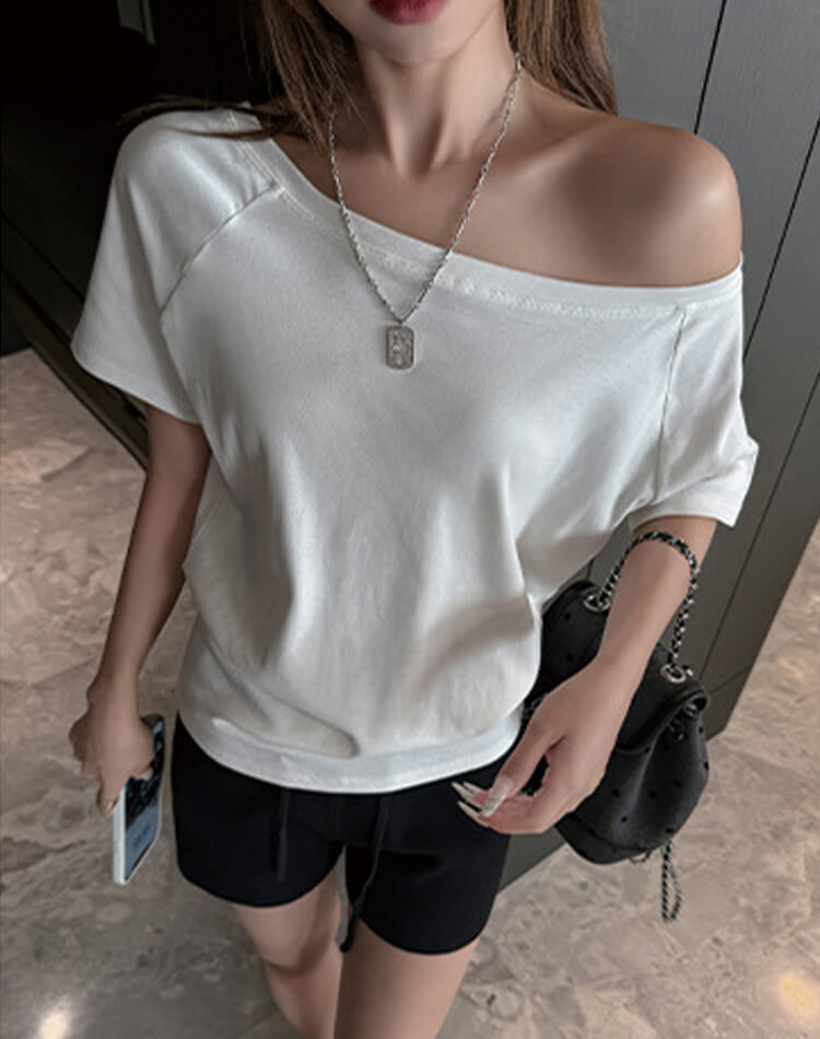 ボートネック 半袖 シンプル Ｔシャツ トップス 