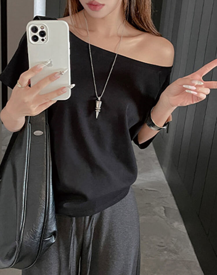 ボートネック 半袖 シンプル Ｔシャツ トップス 