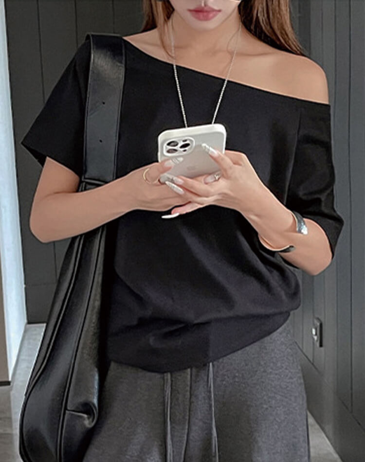 ボートネック 半袖 シンプル Ｔシャツ トップス 