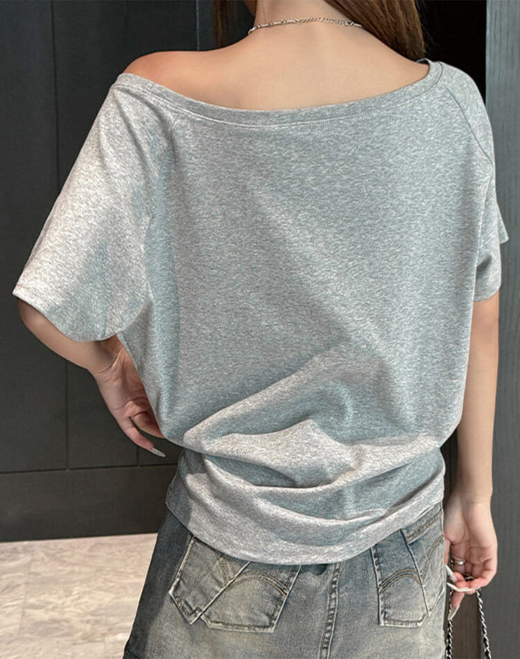 ボートネック 半袖 シンプル Ｔシャツ トップス 