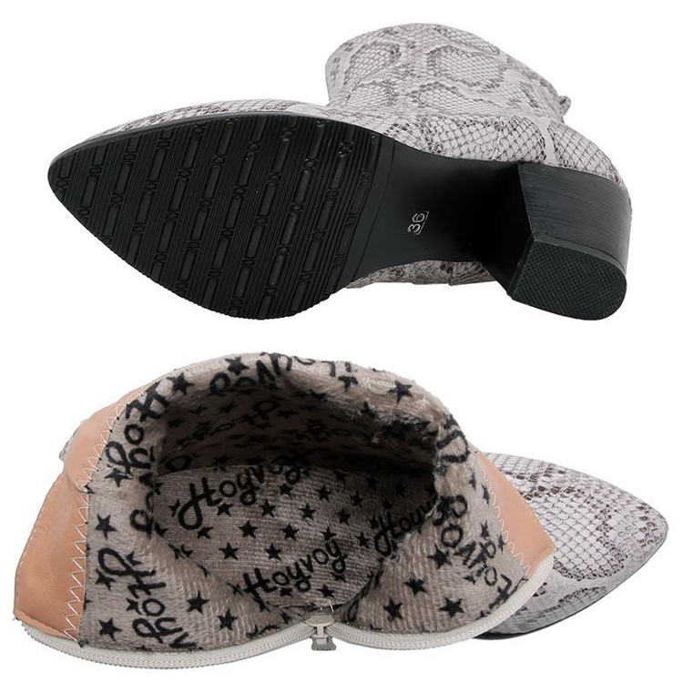 バイカラーヒール パイソン柄 ショートブーツ