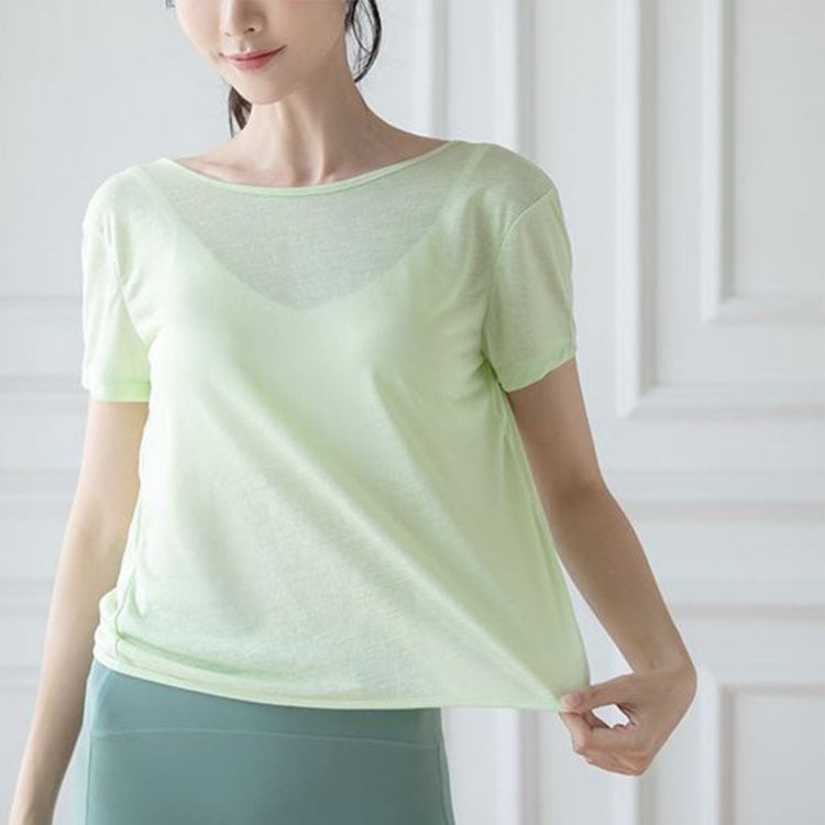 背中見せ バッククロス 半袖Tシャツ ヨガウェア