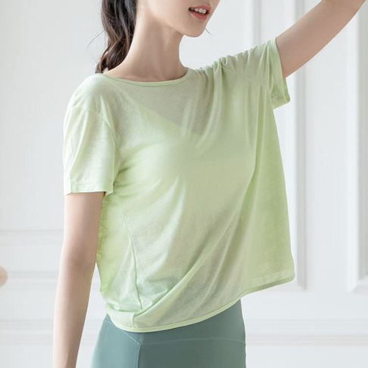 背中見せ バッククロス 半袖Tシャツ ヨガウェア