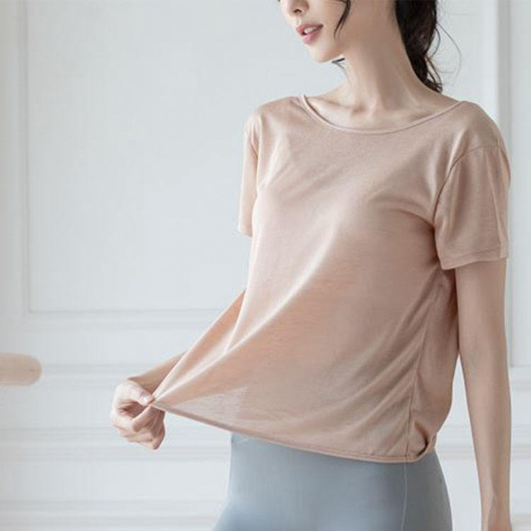 背中見せ バッククロス 半袖Tシャツ ヨガウェア | スポーツ