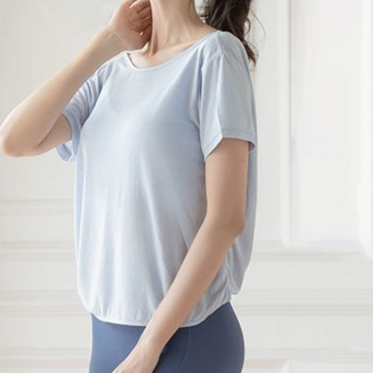 背中見せ バッククロス 半袖Tシャツ ヨガウェア