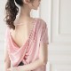 背中見せ バッククロス 半袖Tシャツ ヨガウェア