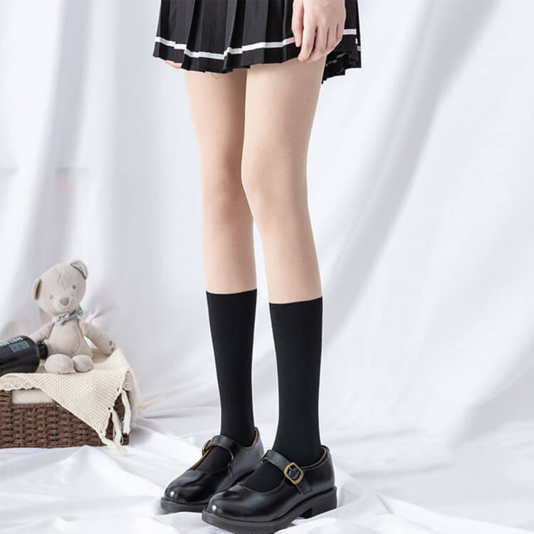 60デニール 薄手 ソックス 切り替え 生足タイツ