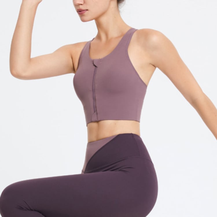 フロントファスナー ジップアップ ヨガウェア タンクトップ