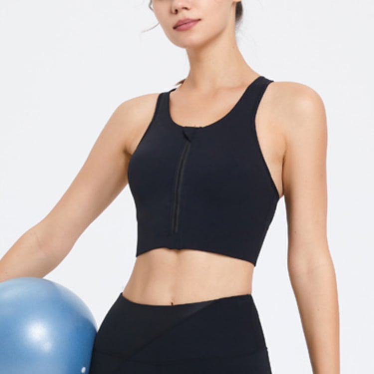 フロントファスナー ジップアップ ヨガウェア タンクトップ