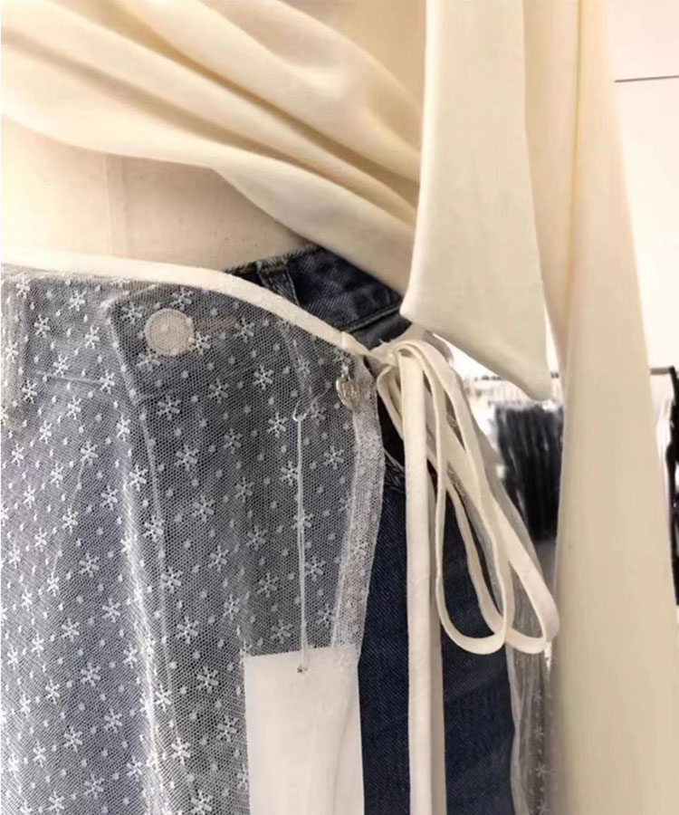 ひざ丈 花柄レース シースルー ラップスカート