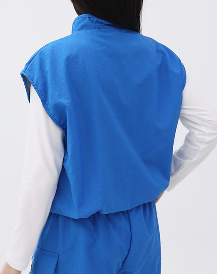 裏地付き プルオーバー 半袖 ハーフボタン ベスト 

