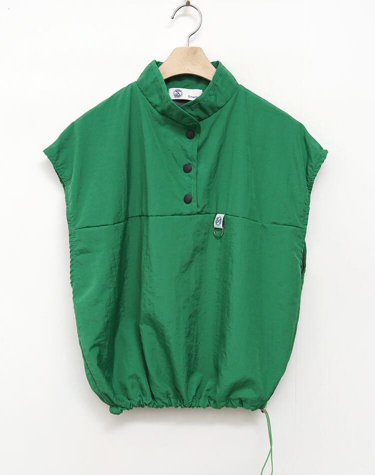 裏地付き プルオーバー 半袖 ハーフボタン ベスト 

