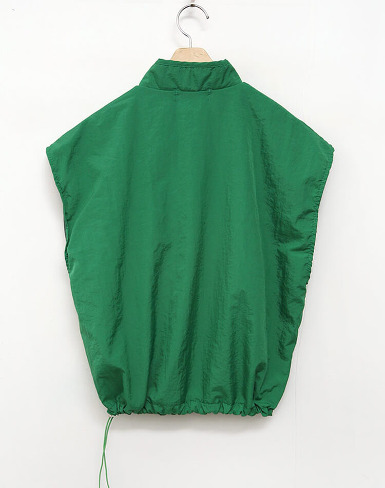 裏地付き プルオーバー 半袖 ハーフボタン ベスト 

