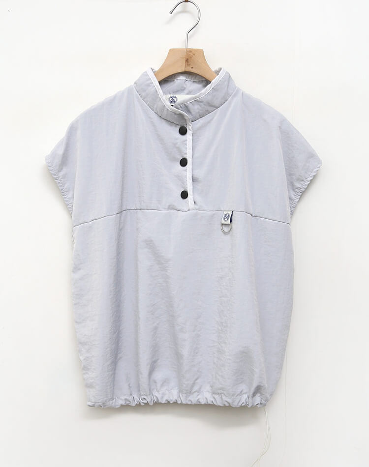 裏地付き プルオーバー 半袖 ハーフボタン ベスト 

