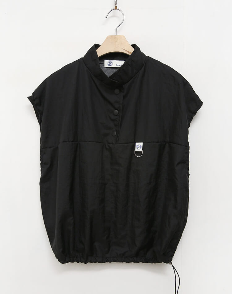 裏地付き プルオーバー 半袖 ハーフボタン ベスト 

