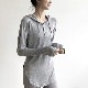 フード付き 薄手 長袖 ロング丈 Tシャツ