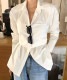 オープンカラー バックリボン 長袖 シャツ ブラウス

