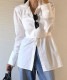 オープンカラー バックリボン 長袖 シャツ ブラウス

