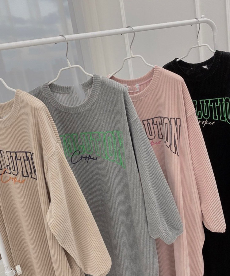 ぽわん袖 ゆったり コーデュロイ ロングワンピース

