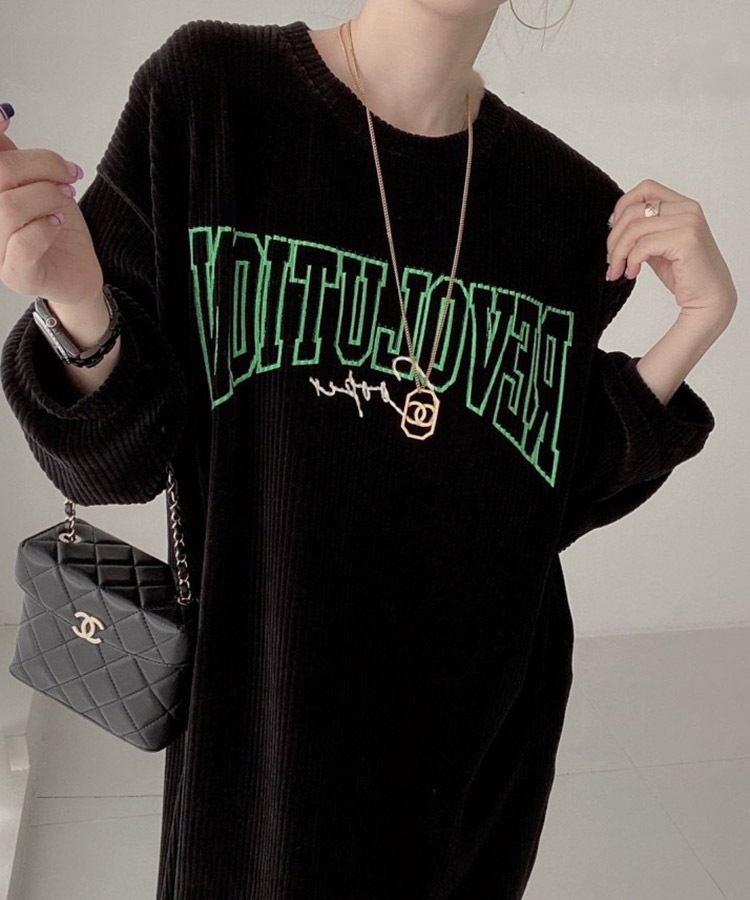 ぽわん袖 ゆったり コーデュロイ ロングワンピース

