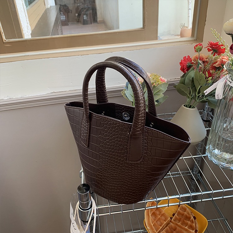 レトロ クロコダイル柄 バケツバッグ