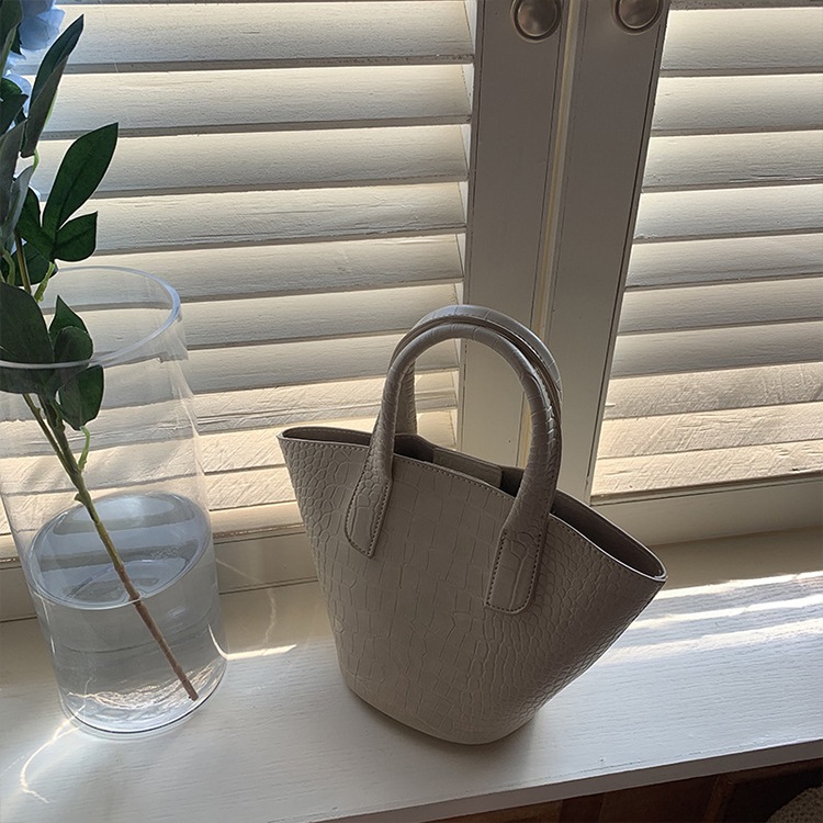 レトロ クロコダイル柄 バケツバッグ