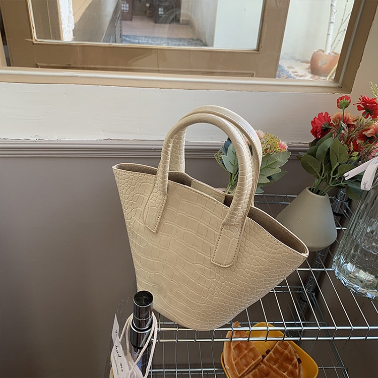 レトロ クロコダイル柄 バケツバッグ