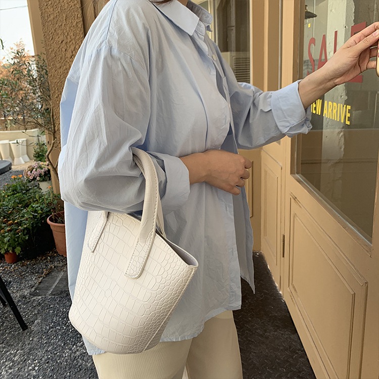 レトロ クロコダイル柄 バケツバッグ