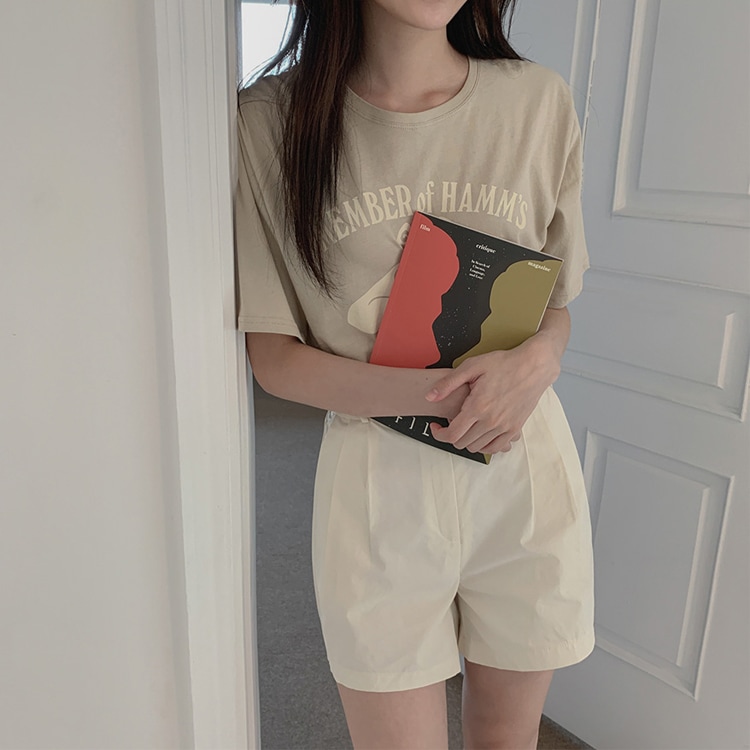 韓国　かわいいプリント　5分袖 Tシャツ