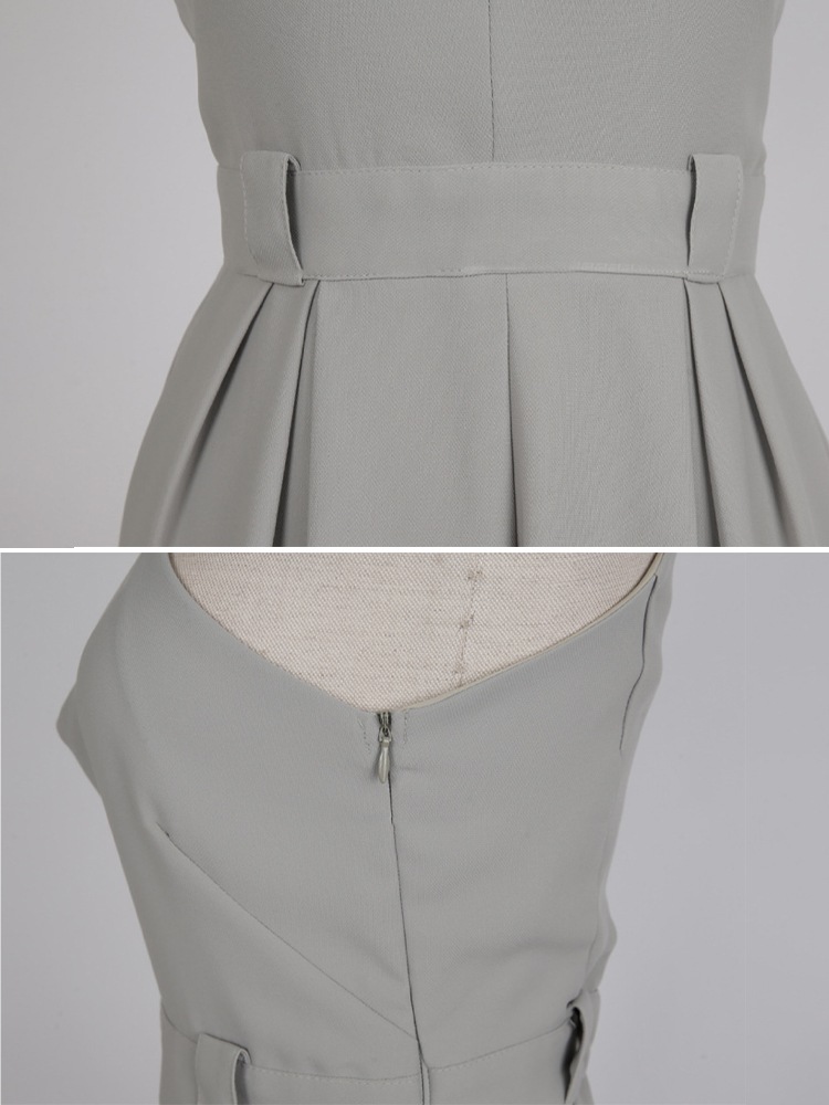 クロスネック ノースリーブ ワイドパンツ サロペット