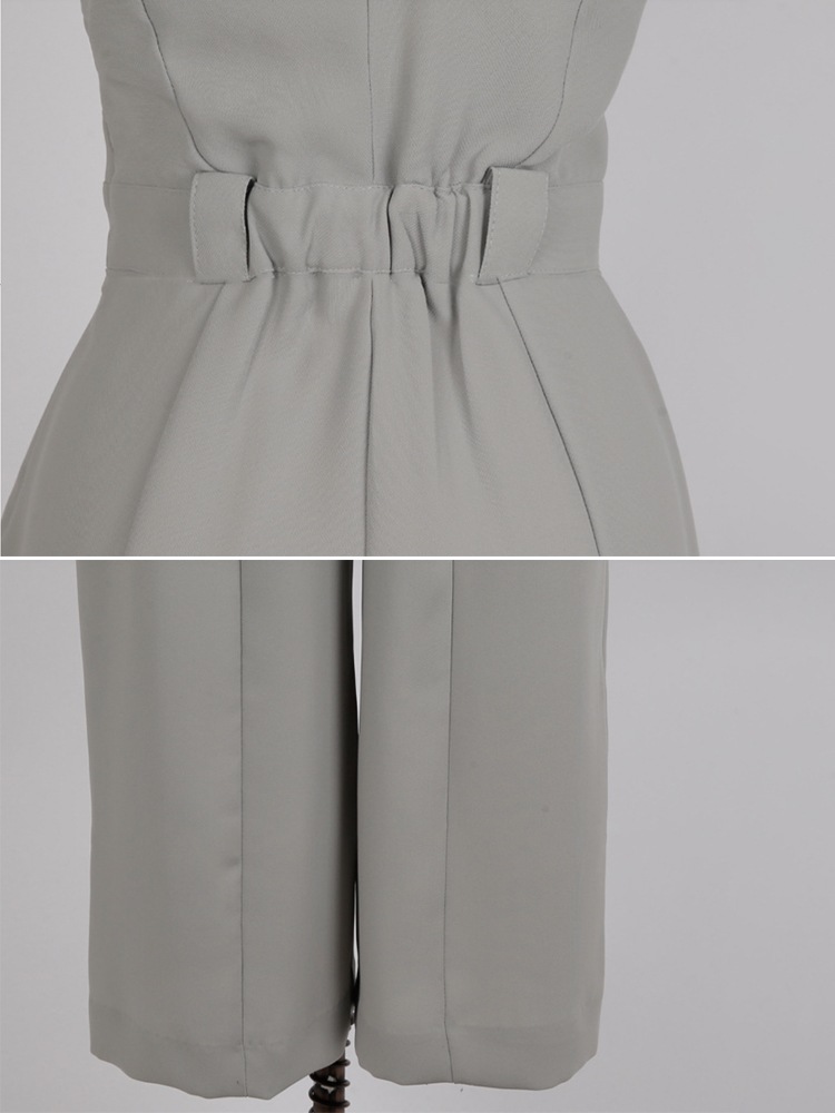 クロスネック ノースリーブ ワイドパンツ サロペット