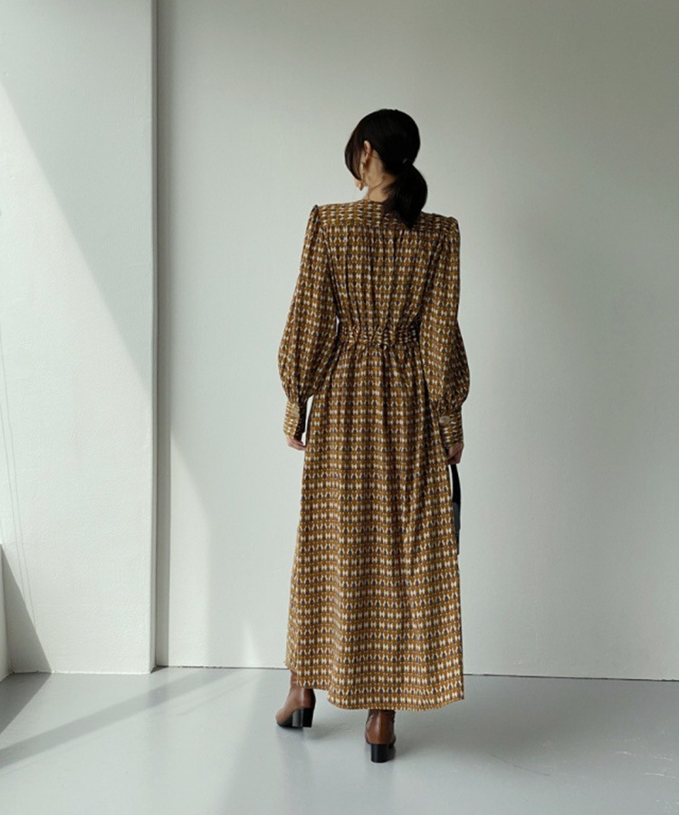 ロング丈 カシュクール Vネック ラップワンピース